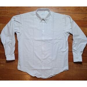 Vintage 80’s Manhattan Dress Shirt Men's 16.5 34/35 LS Made in USA Light Gray